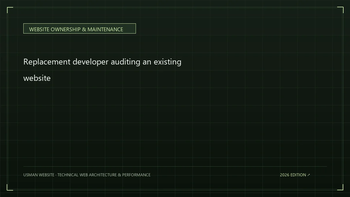Replacement developer auditing an existing website