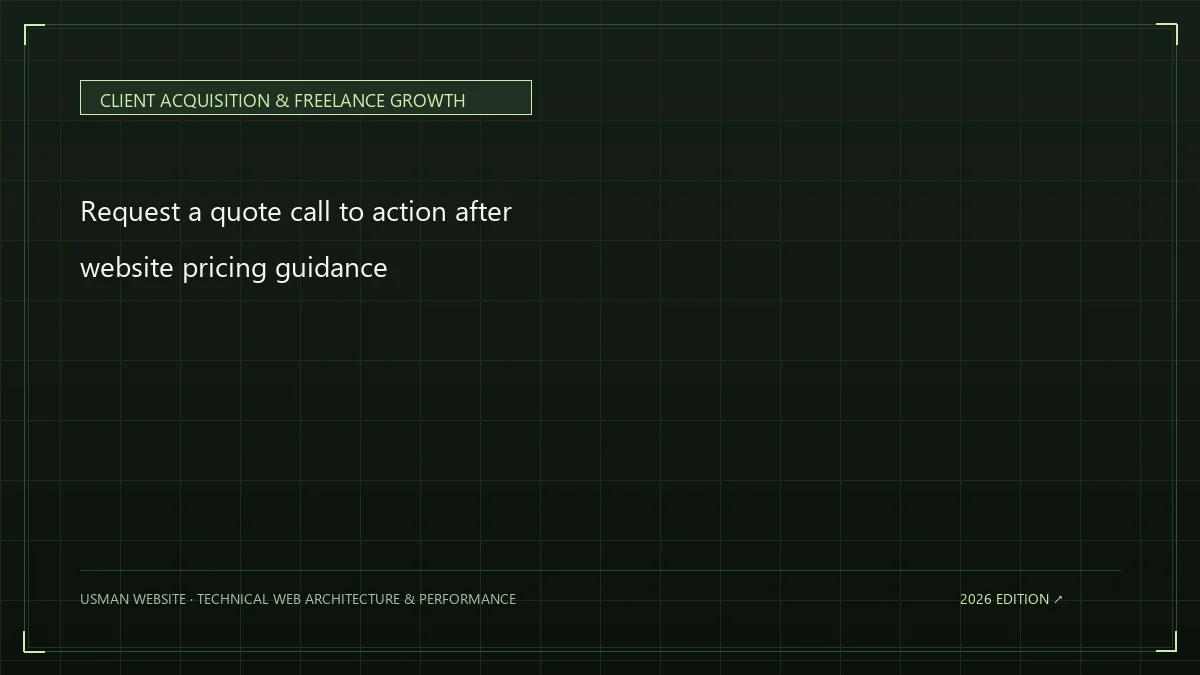 Request a quote call to action after website pricing guidance