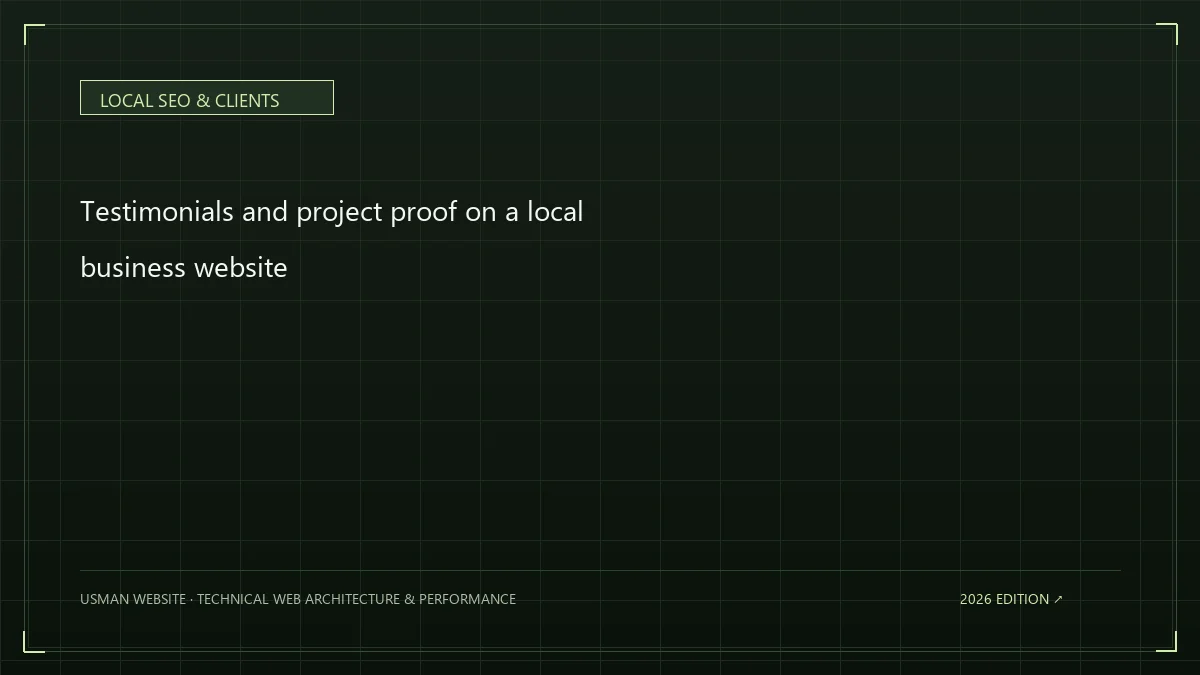 Testimonials and project proof on a local business website