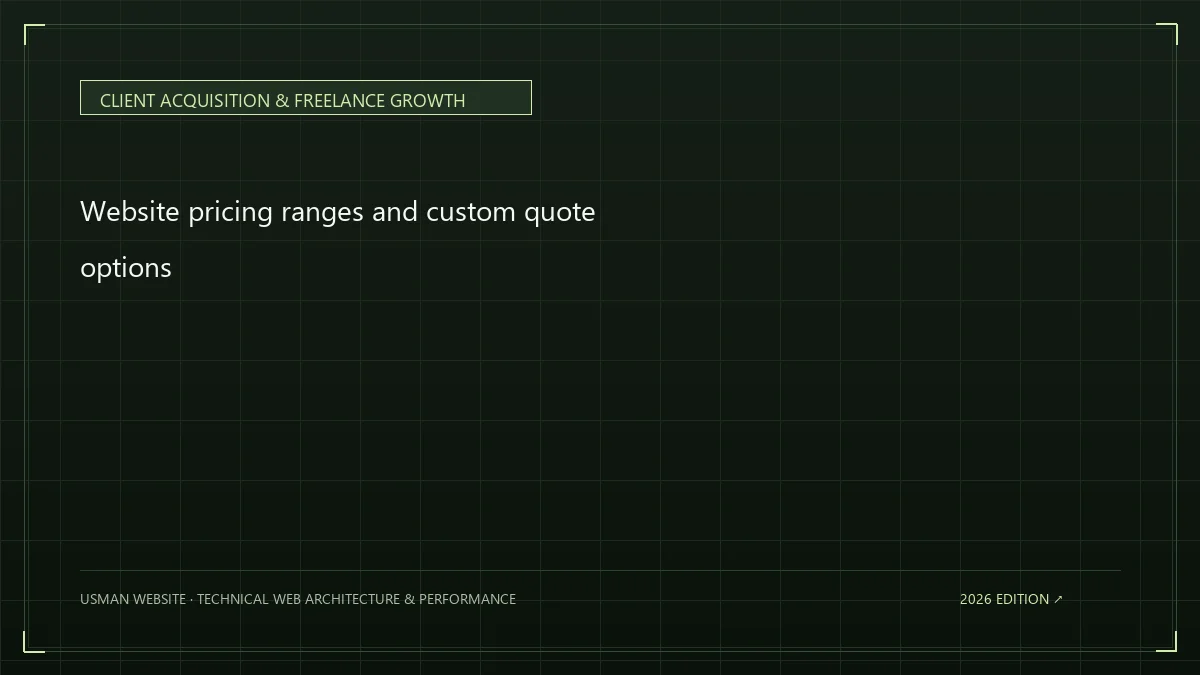 Website pricing ranges and custom quote options