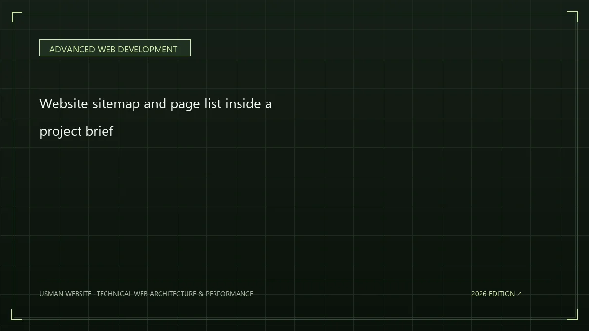 Website sitemap and page list inside a project brief