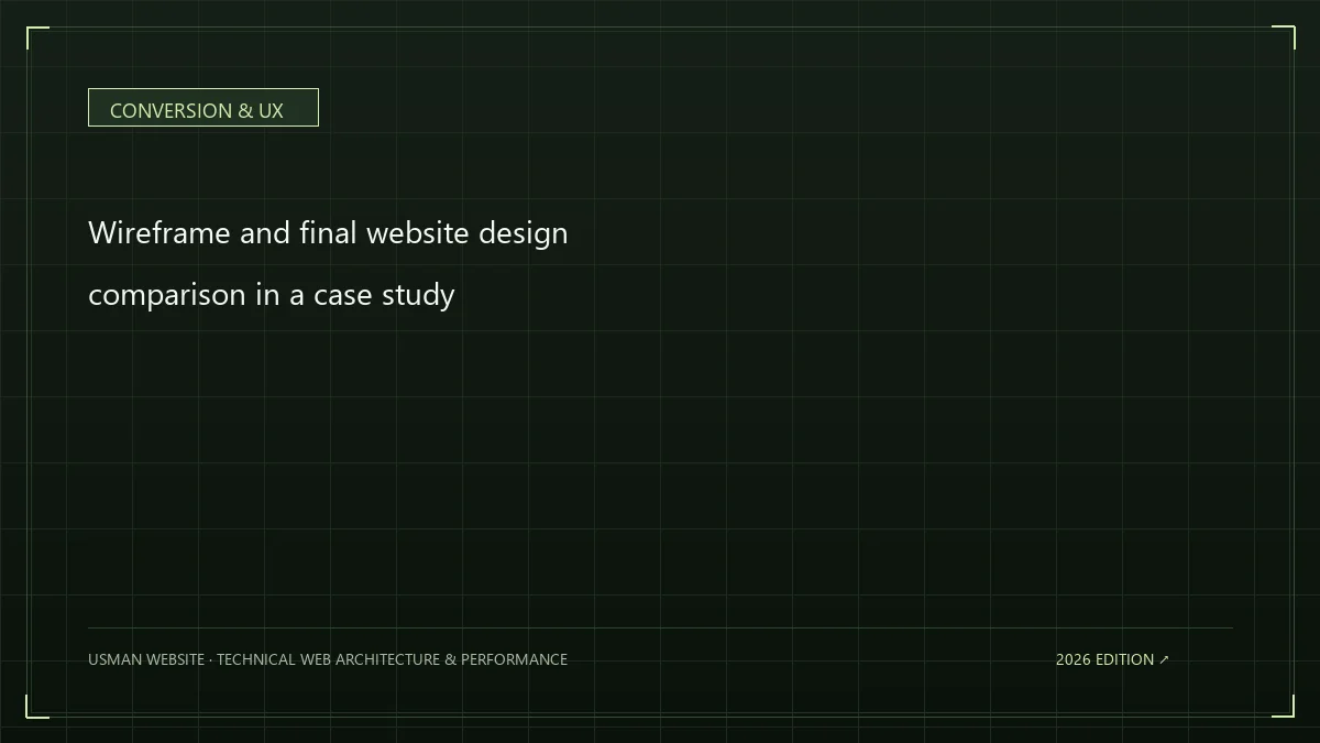 Wireframe and final website design comparison in a case study