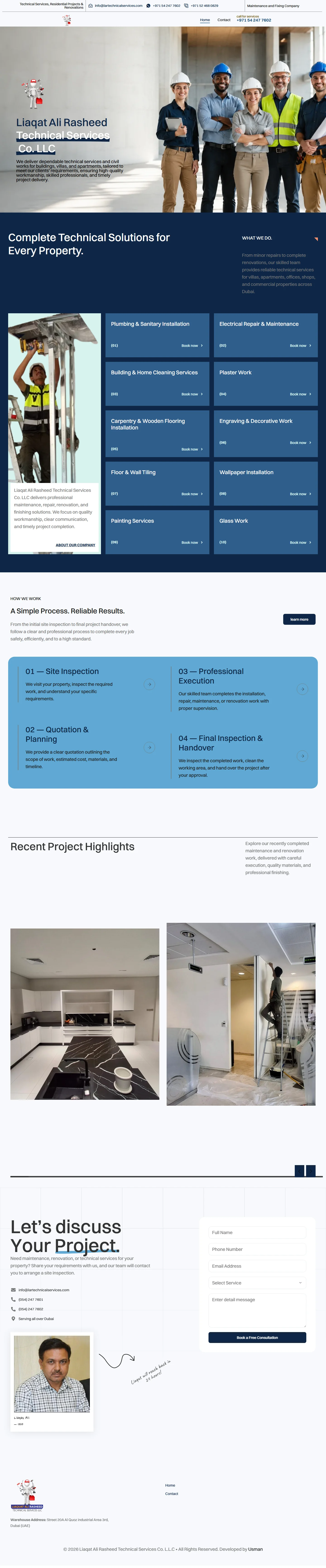 Liaqat Ali Rasheed Technical Services — live website capture